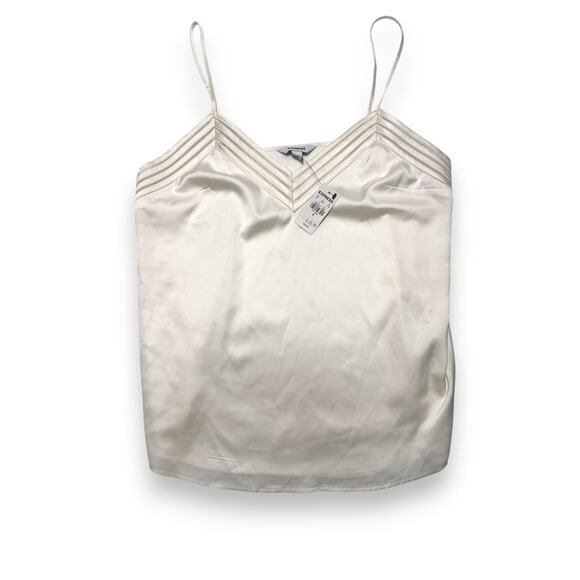 NWT Express Ivory Satin Chevron Detail Cami Top Size Medium - Picture 1 of 10